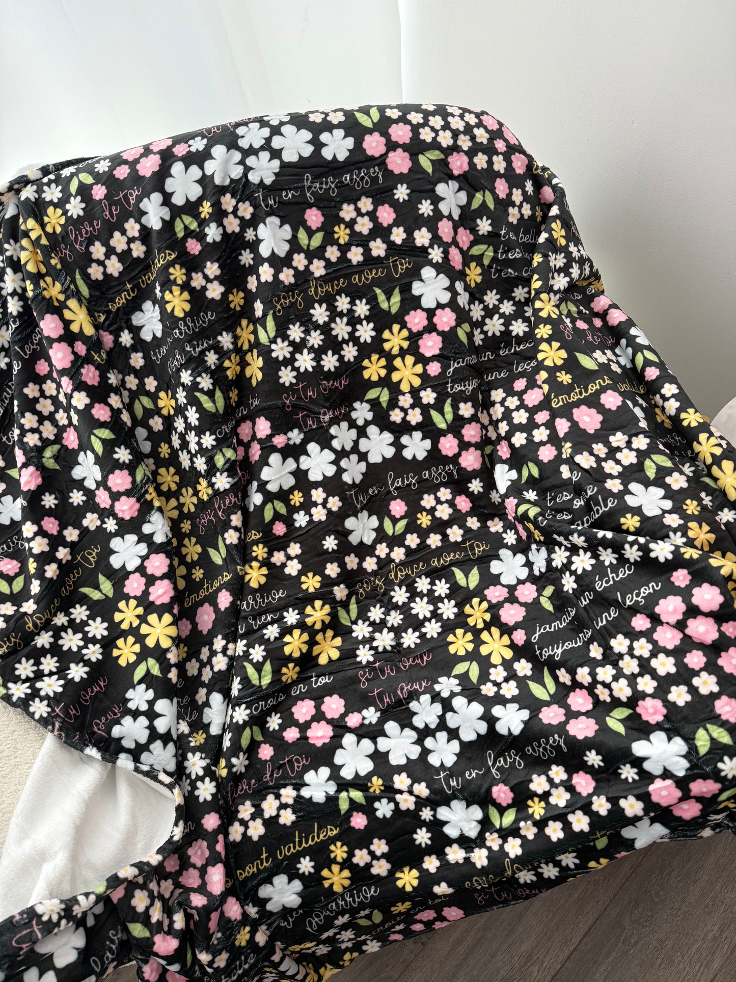 Couverture en flanelle | Affirmations positives | Floral