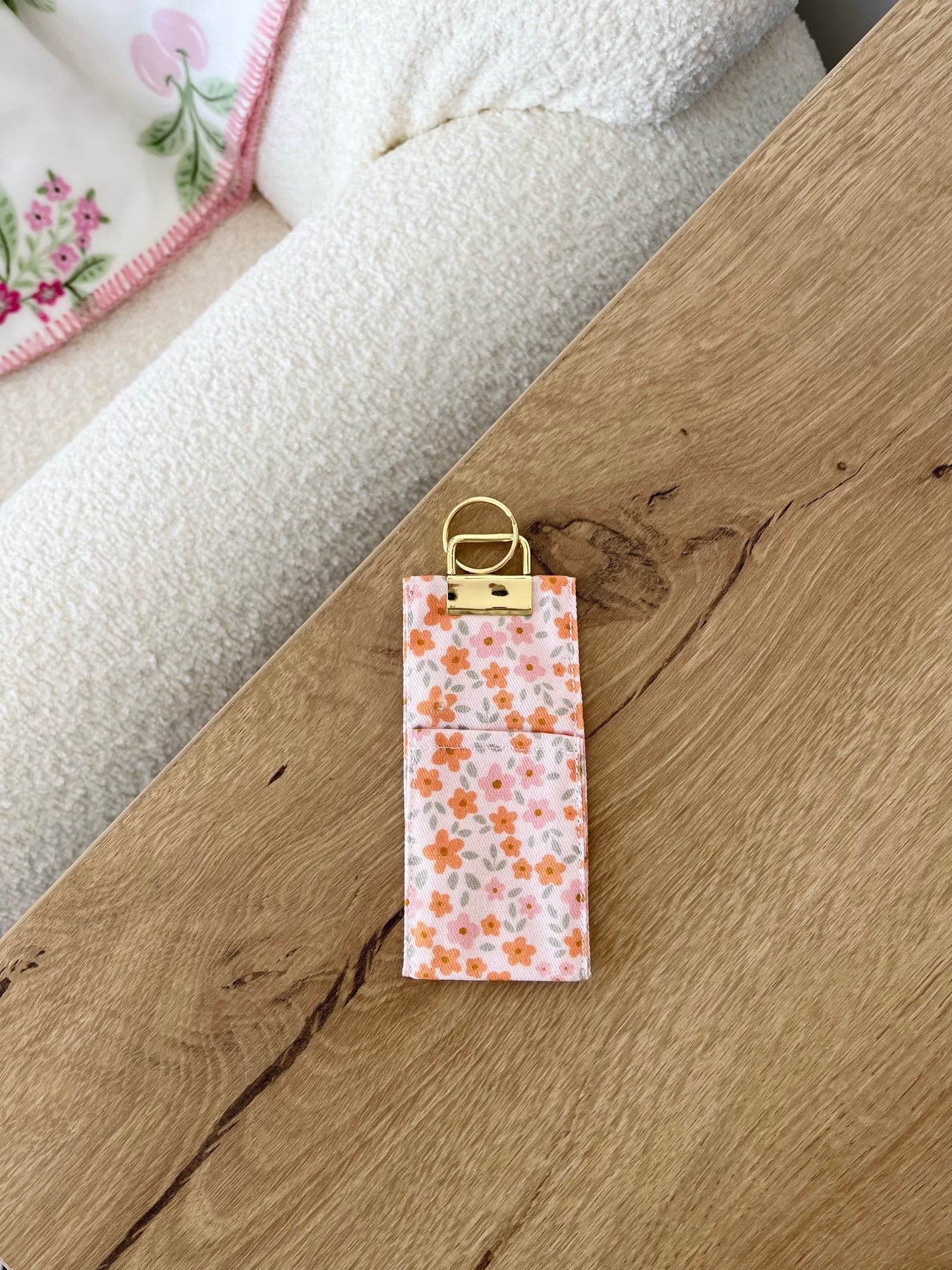 Lip gloss holder | Pink and orange flowers