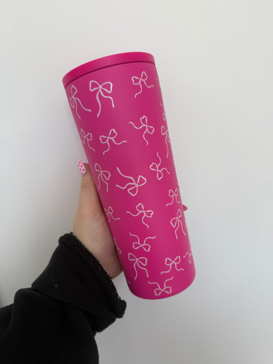 Bouteille isotherme 24 oz | Fuchsia | Printemps | Boucles roses