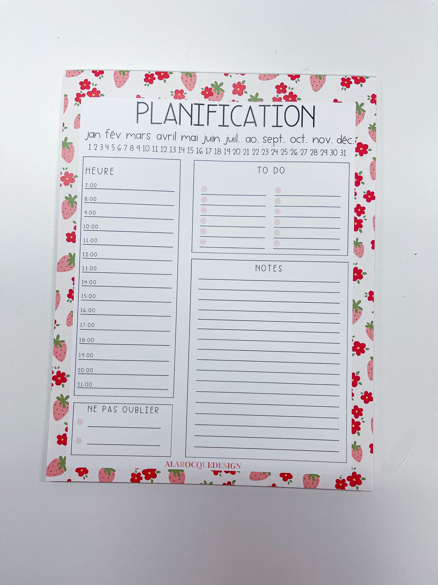 Weekly Planner | Strawberries and Red Flowers