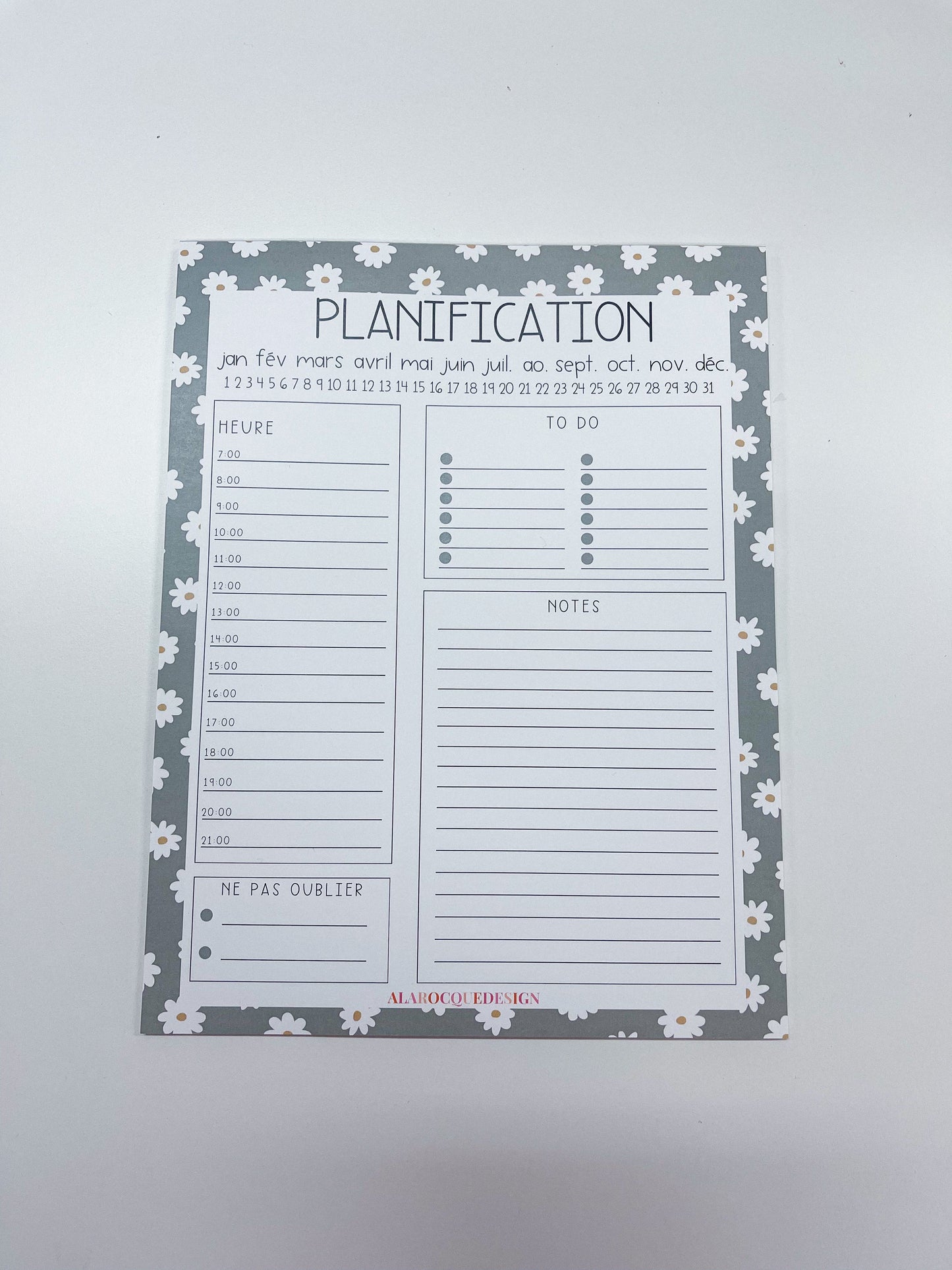 Planificateur journalier | Sauge et marguerites