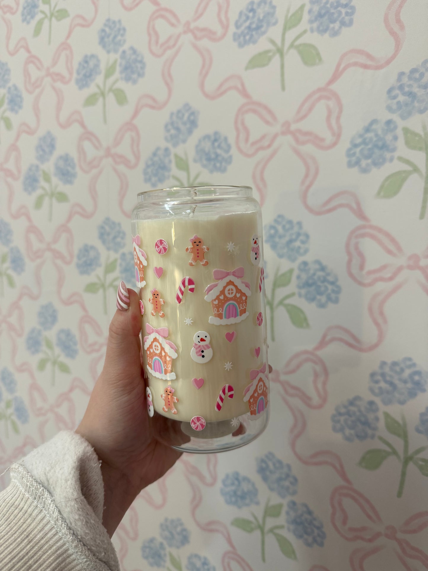 Chandelle | Verre 16 oz | Pain d’épices et bonhomme de neige | Canne de bonbons