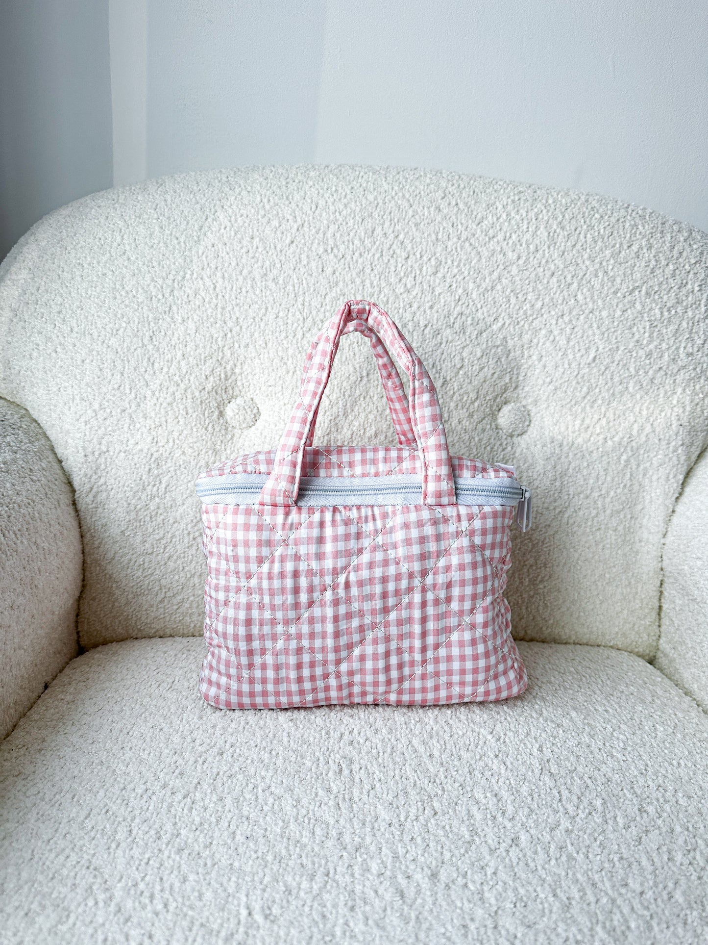 Petite boîte à lunch | Quadrillé rose et blanc