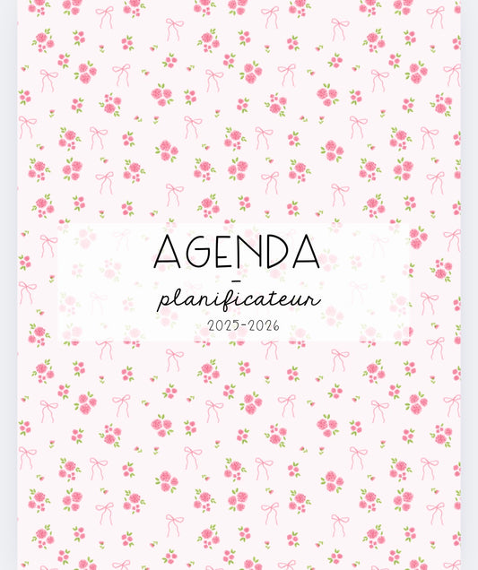 AGENDA | PLANIFICATEUR  | 2025-2026  | Bouquets de roses et boucles