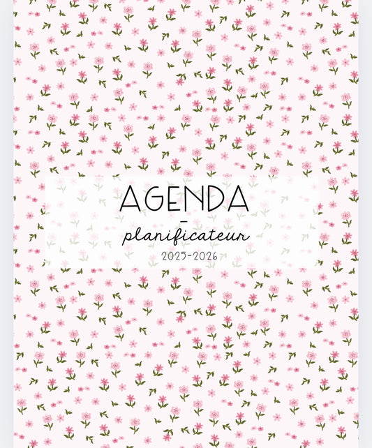 AGENDA | PLANIFICATEUR  | 2025-2026  | Fleurs multiples roses