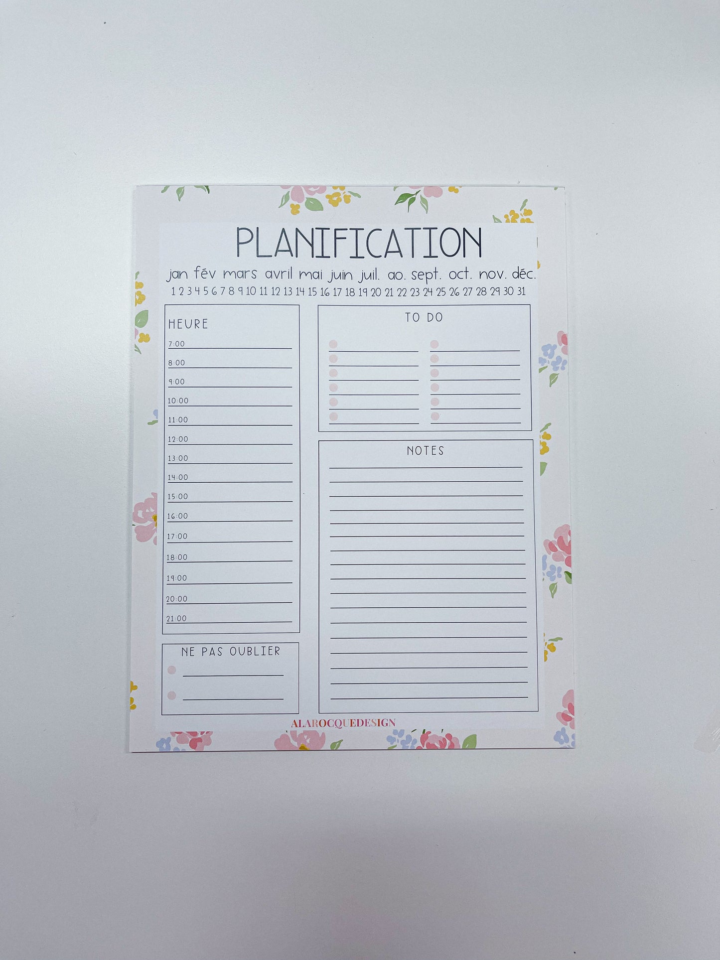 Planificateur journalier | Bouquets de roses