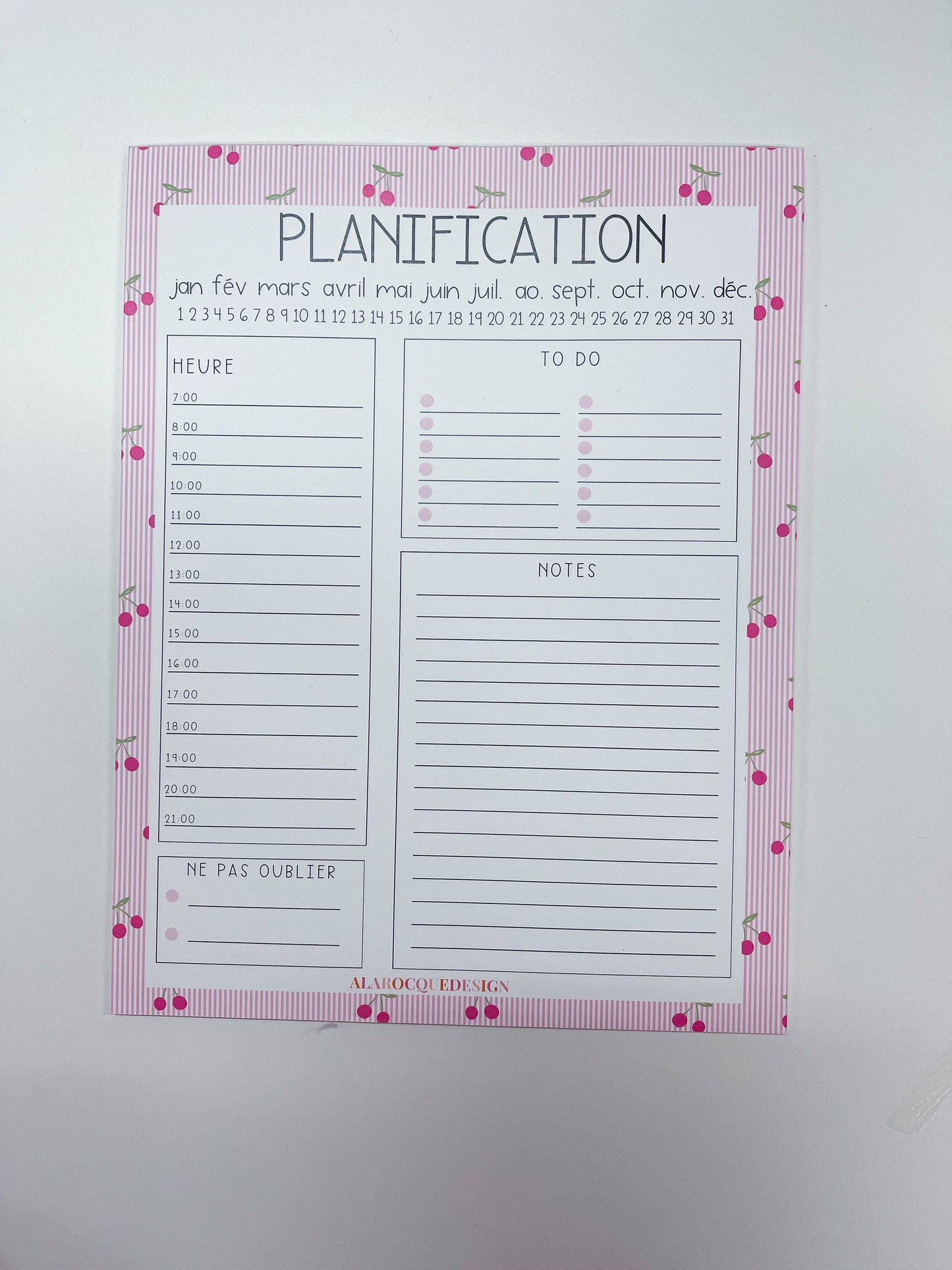 Planificateur journalier | Cerises