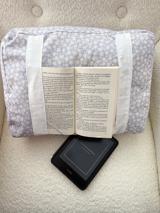 Coussin de lecture | Mauve marguerite blanche
