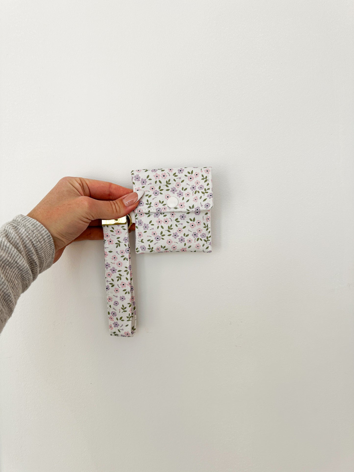 Porte-clés et porte-monnaie | Fleurs roses et mauves