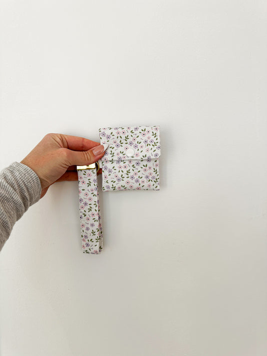 Porte-clés et porte-monnaie | Fleurs roses et mauves