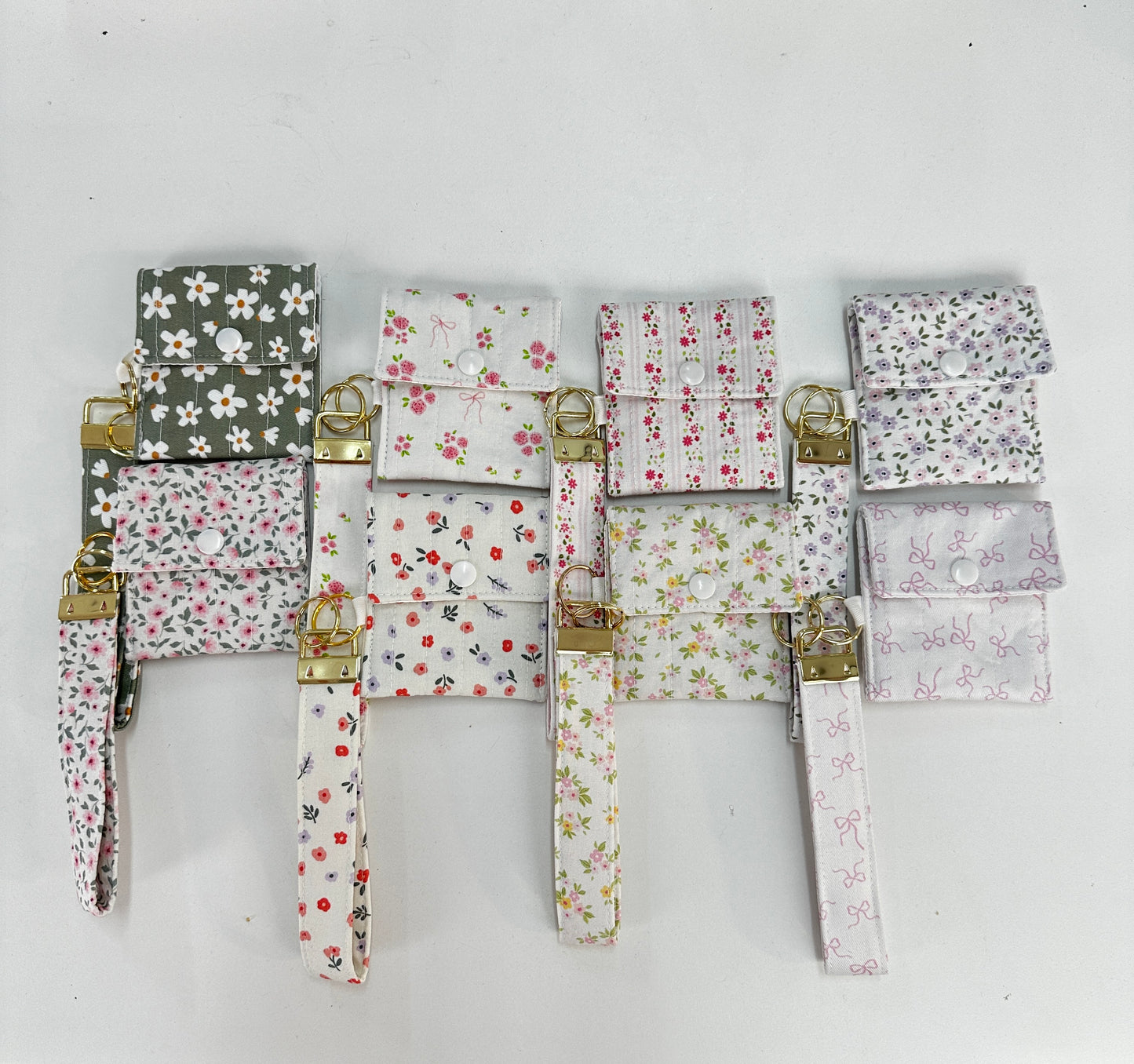 Porte-clés et porte-monnaie | Lignes roses et fleurs