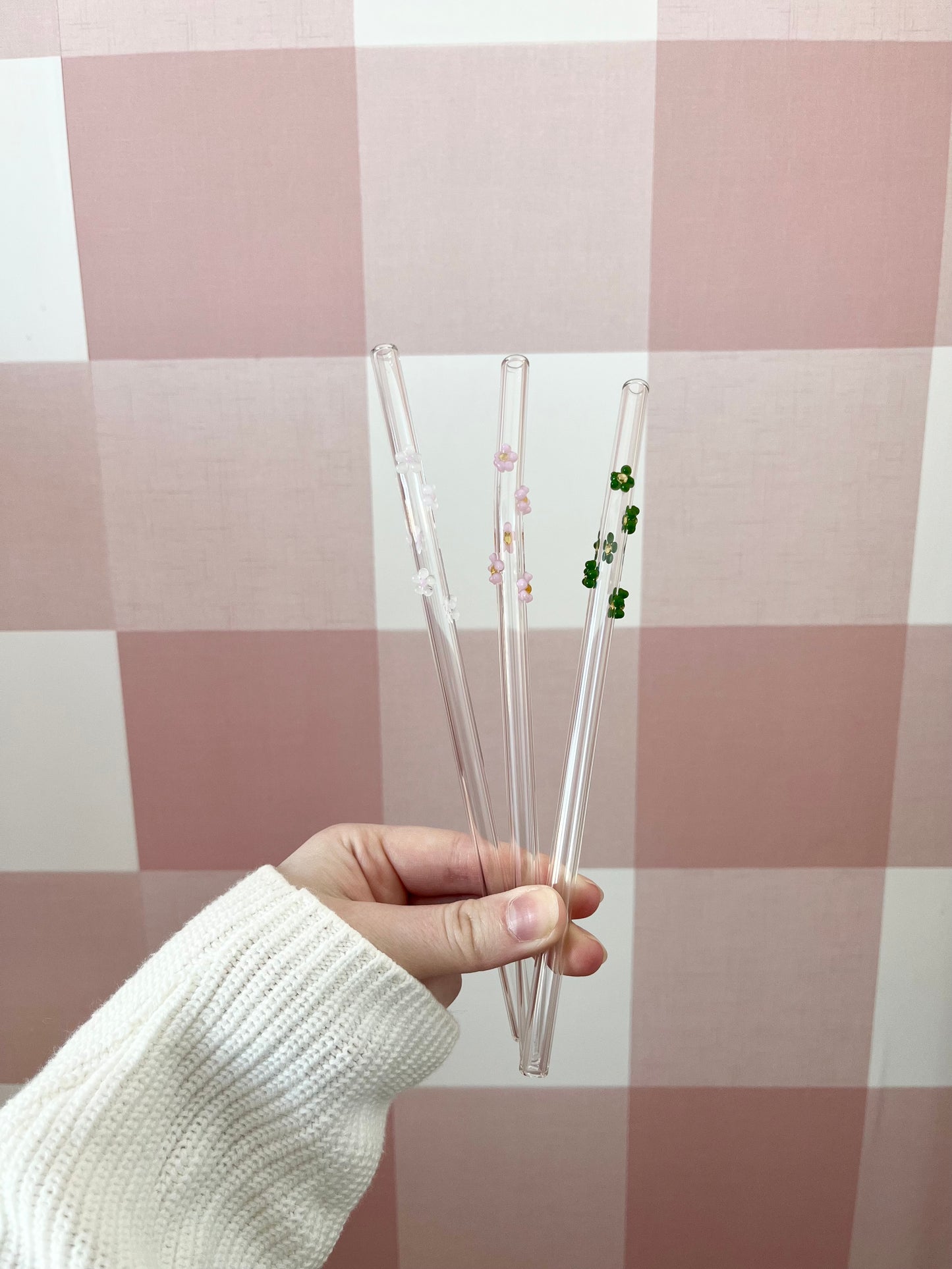 Glass straw | Small flowers