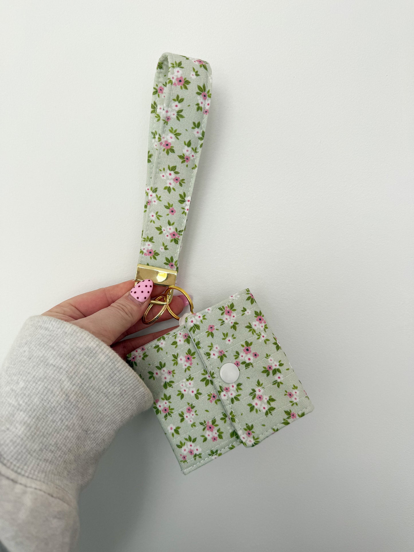 Porte-clés et porte-monnaie | Sauge fleurs roses et blanches
