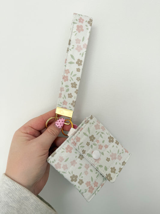 Porte-clés et porte-monnaie | Beige fleurs neutres pâles