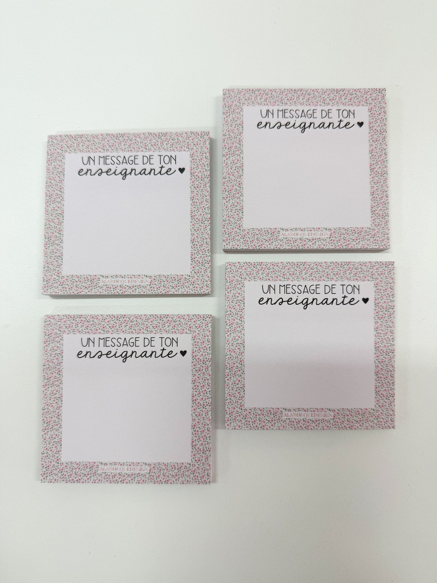 Bloc-notes autocollantes | Un message de ton enseignante | Fleurs vintages