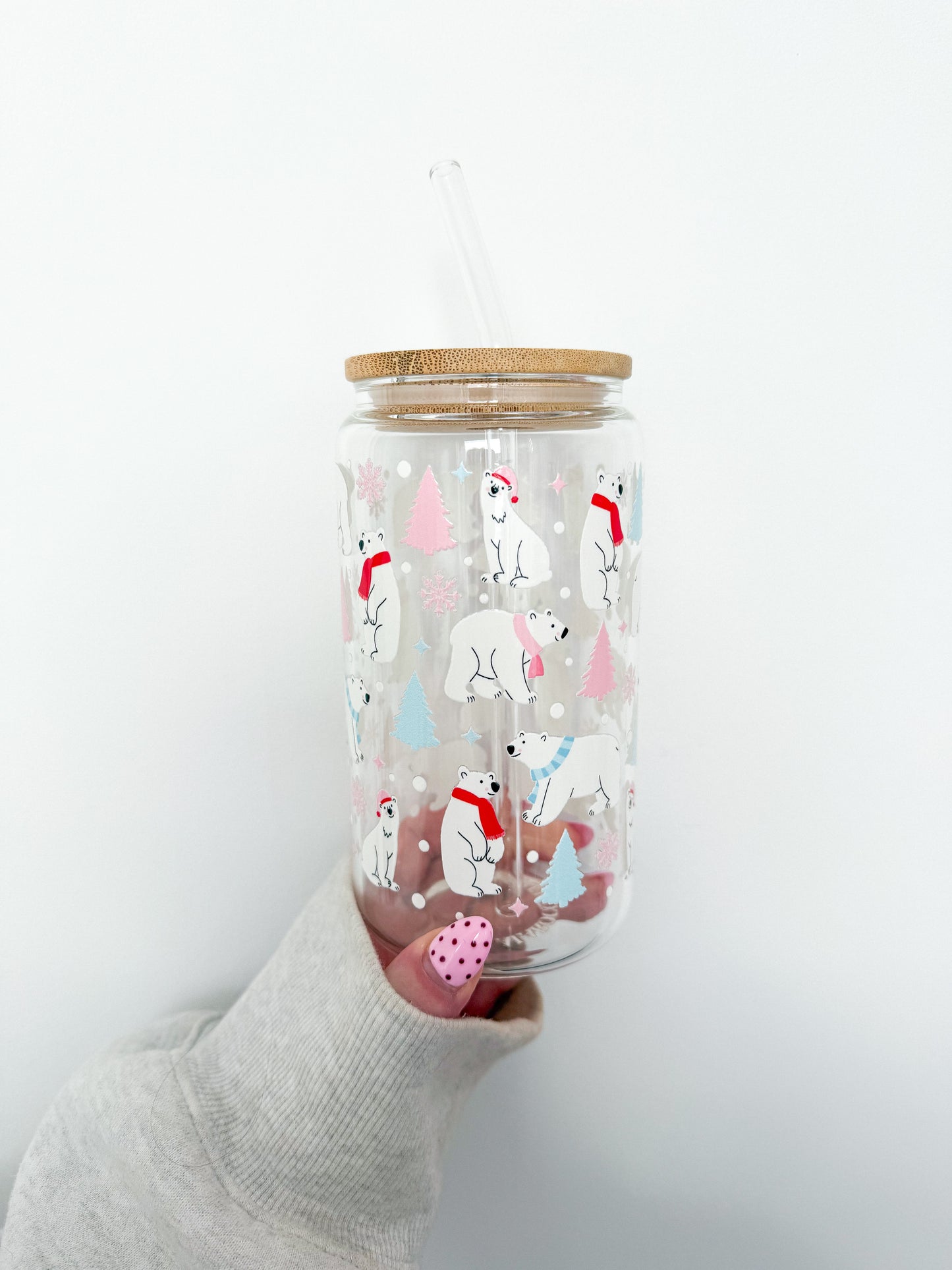 16 oz Glass | Christmas | Bear