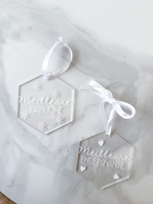 Christmas Ornament with Heart | Best Godmother, Mom, Educator, Teacher | Christmas Collection