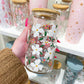 16 oz Glass | Christmas | White Flowers