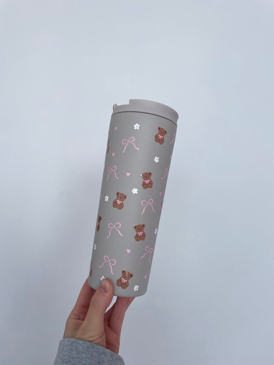 24 oz Insulated Bottle | Beige | Bears and Curls