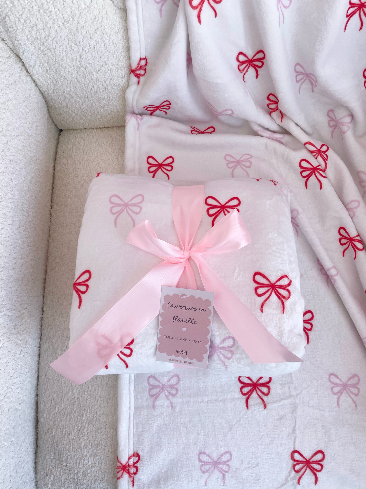 Flannel blanket | Brown bows and flowers
