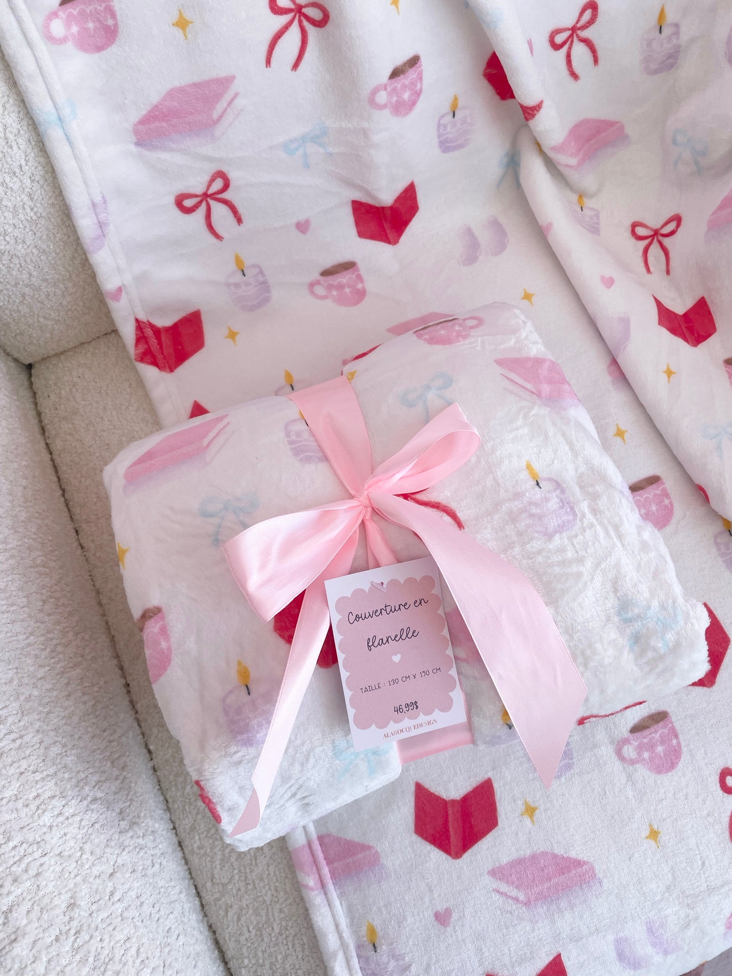 Flannel blanket | Brown bows and flowers