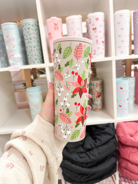 Bouteille isotherme 24 oz | Beige | Feuilles de lys