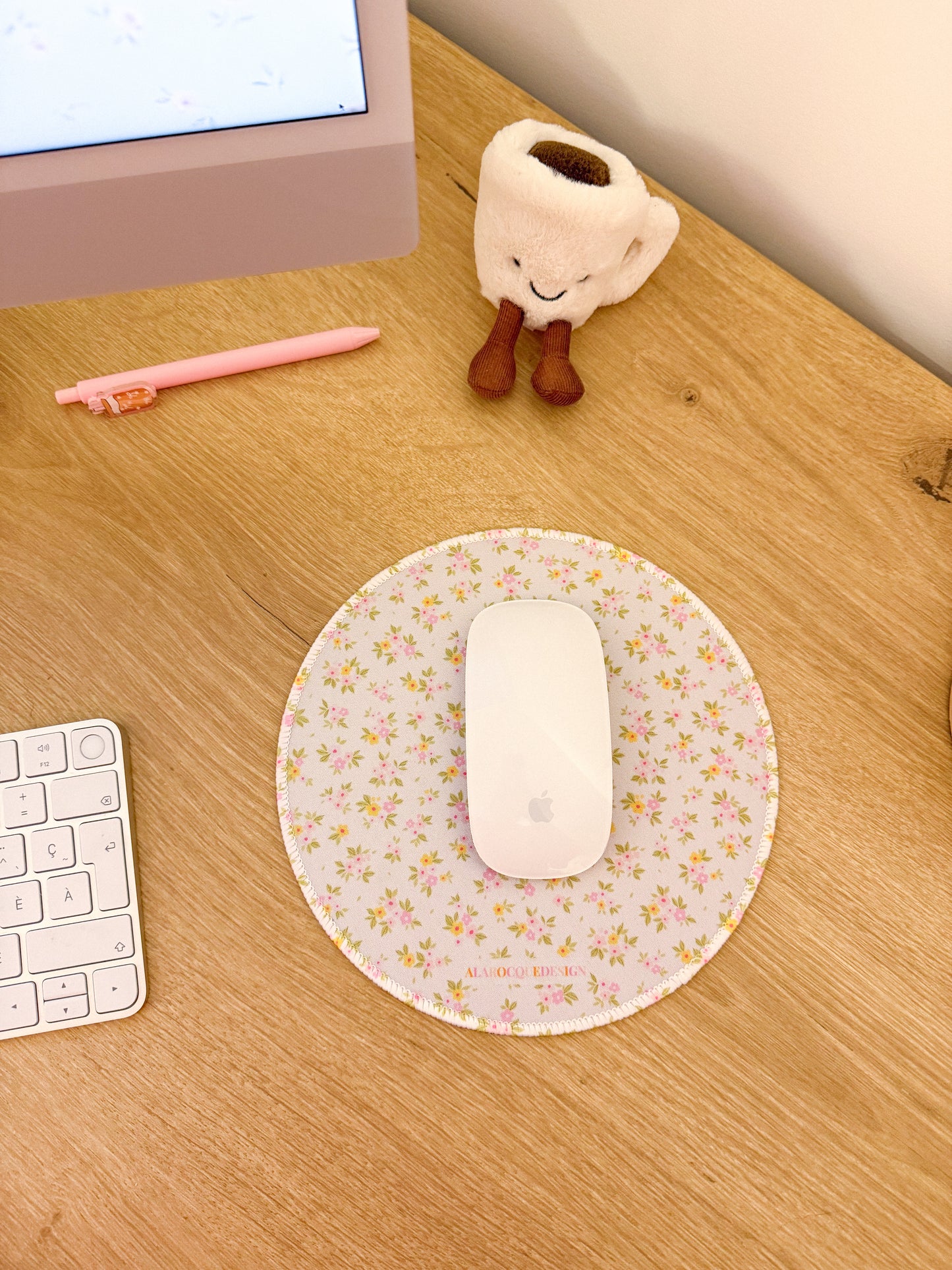 Tapis de souris | Fleurs jaunes et roses