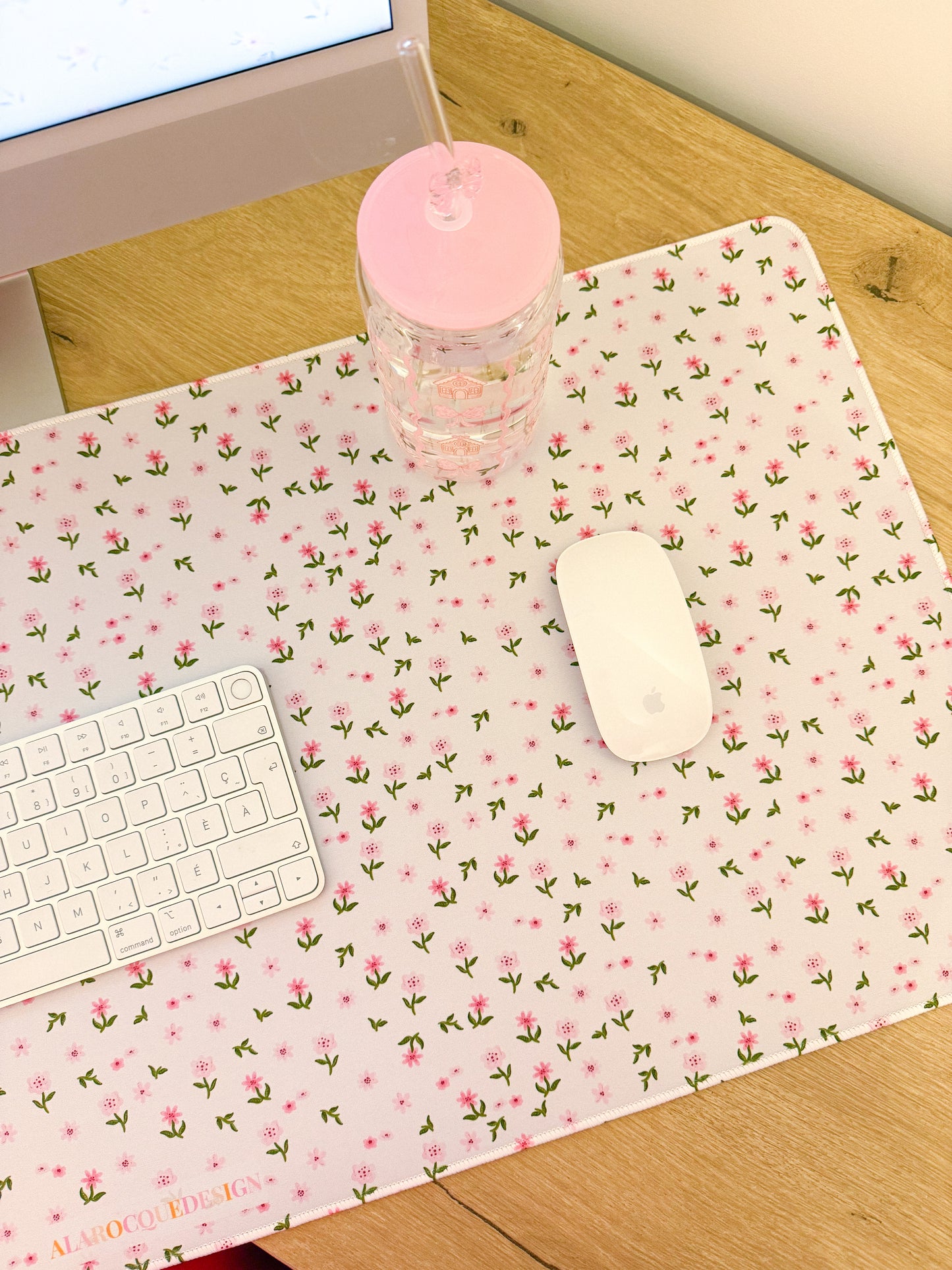 Tapis de bureau | Fleurs multiples roses