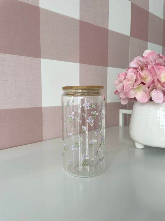 16 oz Glass | Books, Coffee and Roses