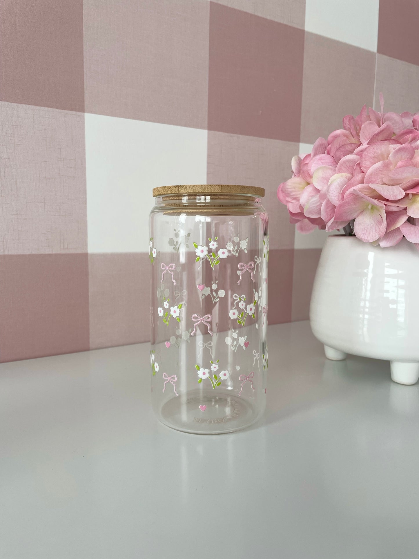 16 oz Glass | Books, Coffee and Roses