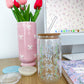 Verre 16 oz | Printemps | Boucles et tiges fleuries bleues