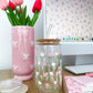Verre 16 oz | Tulipes roses et blanches