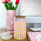Verre 16 oz | Printemps | Carreauté et papillons