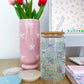 Verre 16 oz | Printemps | Carreauté boucles et fleurs bleues