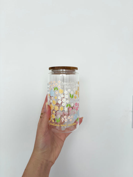 Verre 16 oz | Affirmations positives florales
