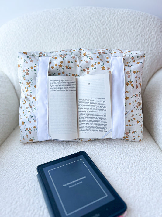 Coussin de lecture | Beige fleurs neutre