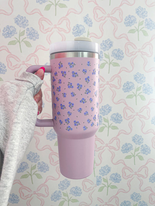 Tumbler 40 oz | Mauve | Bouquets de fleurs mauves