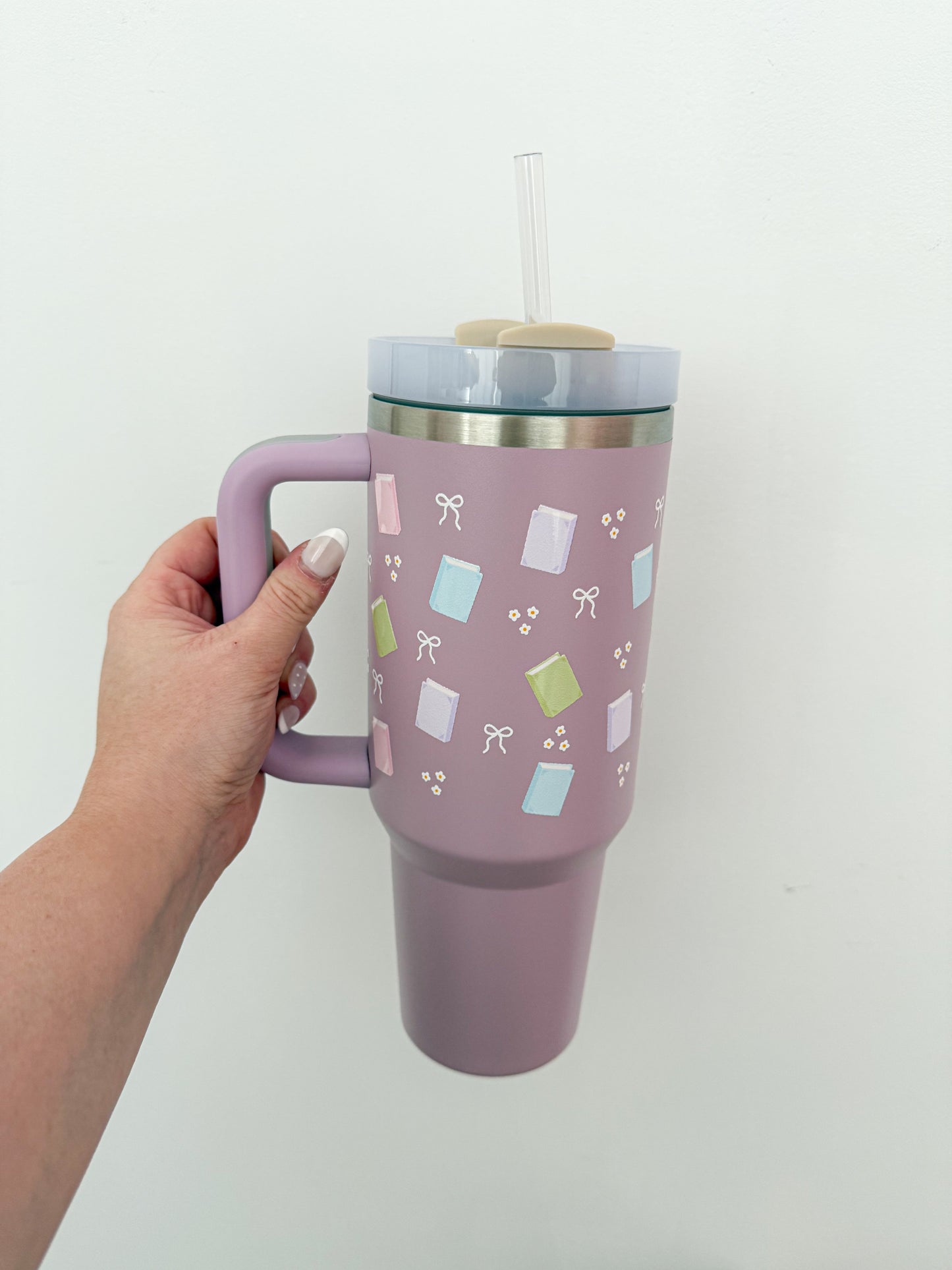 40 oz Tumbler | White | Gingerbread and Lines