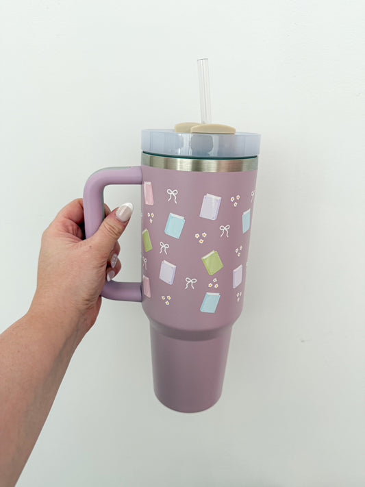 40 oz Tumbler | White | Gingerbread and Lines