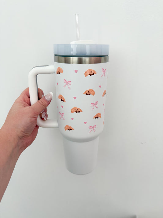 40 oz Tumbler | White | Gingerbread and Lines