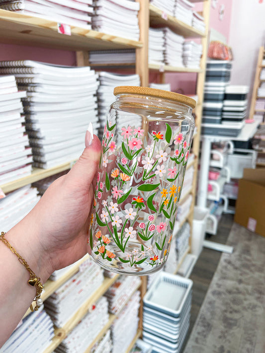 Verre 16 oz | Roses et fleurs