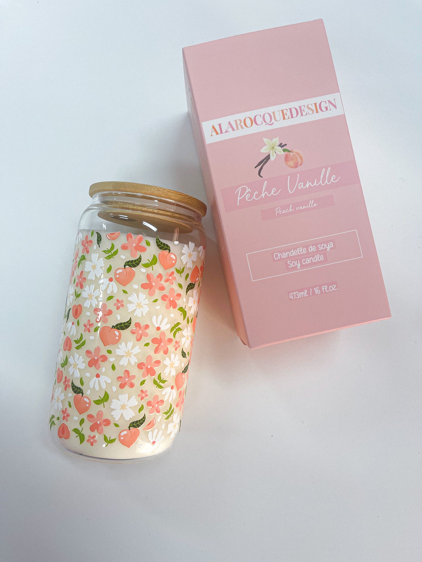 Candle | 16 oz Glass | Peach and Vanilla