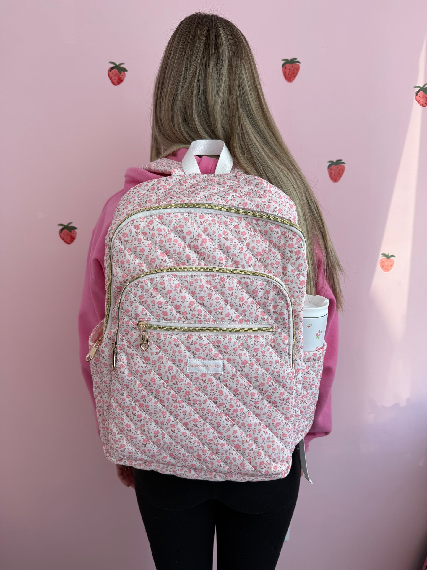 Bag | Raspberry red and white checkered pattern