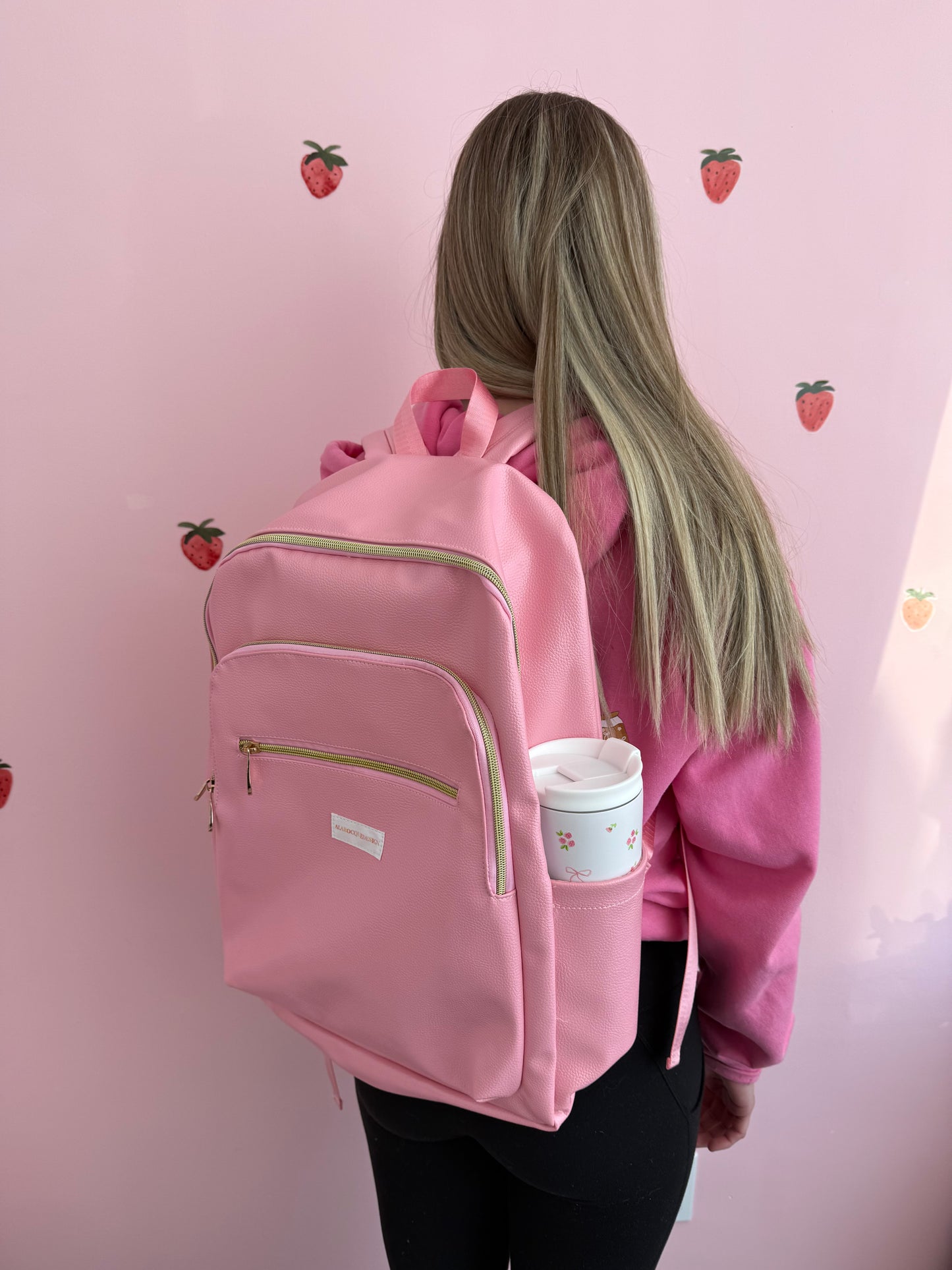 Bag | Raspberry red and white checkered pattern