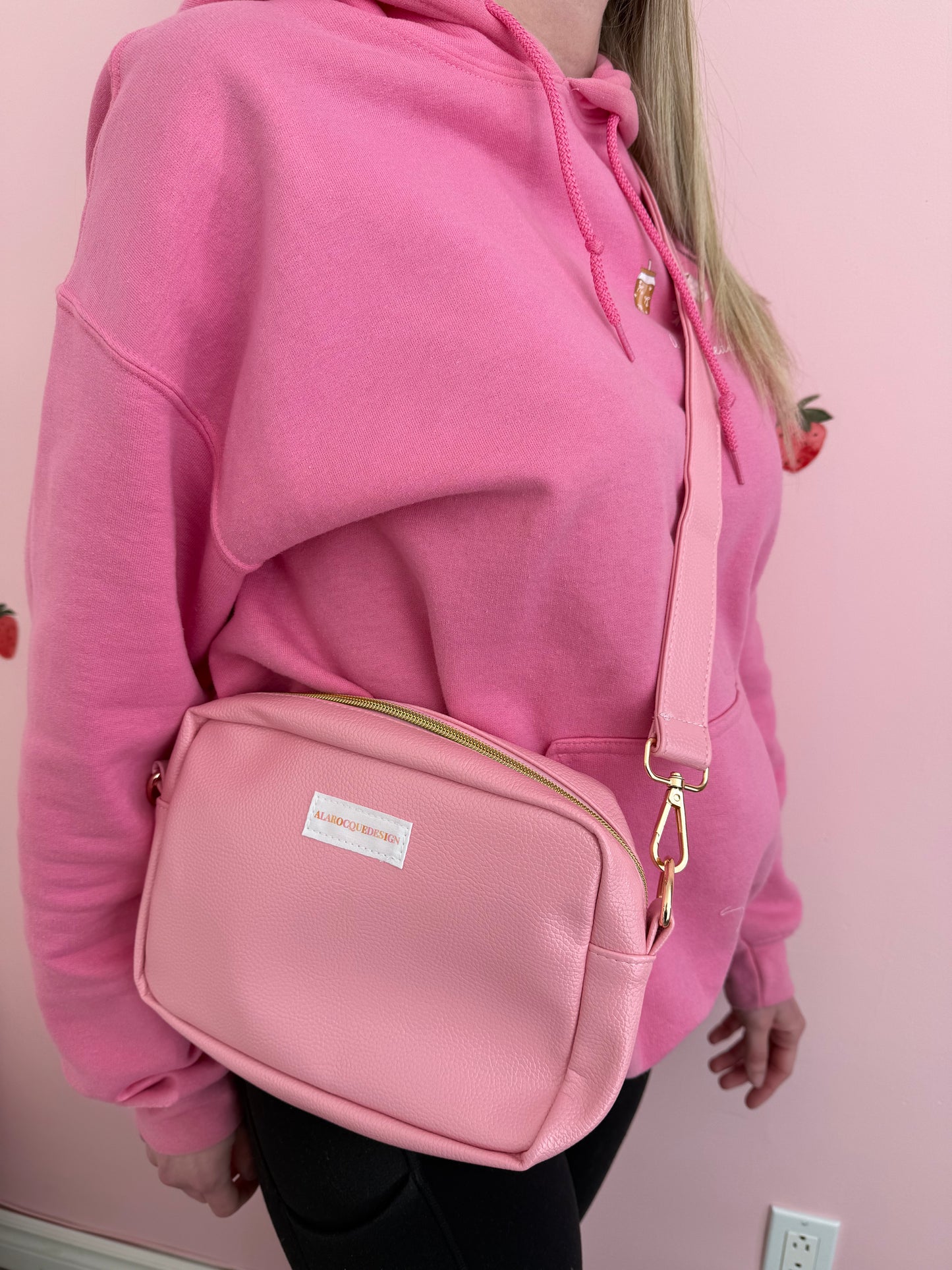 Bag | Raspberry red and white checkered pattern