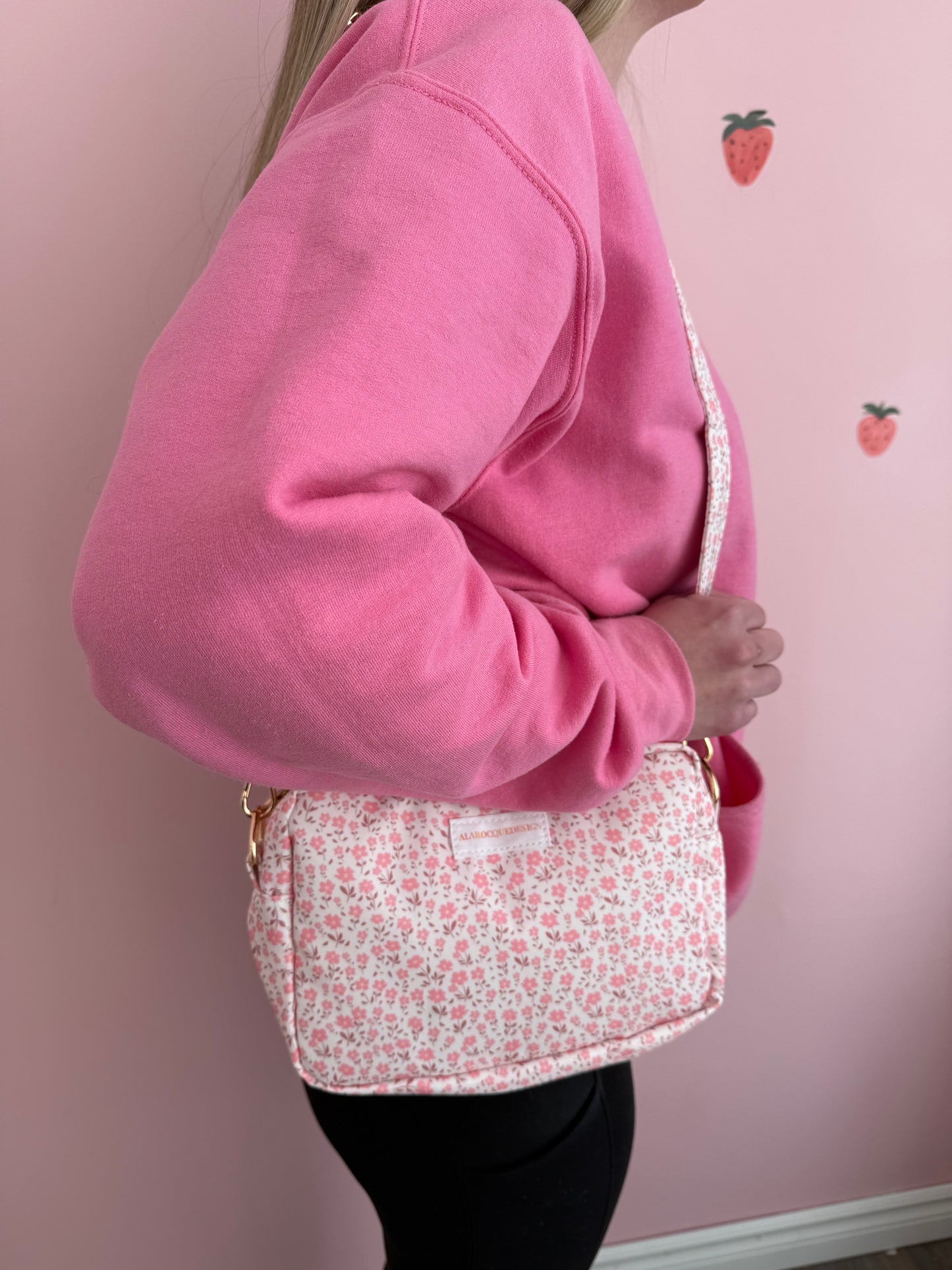 Bag | Raspberry red and white checkered pattern