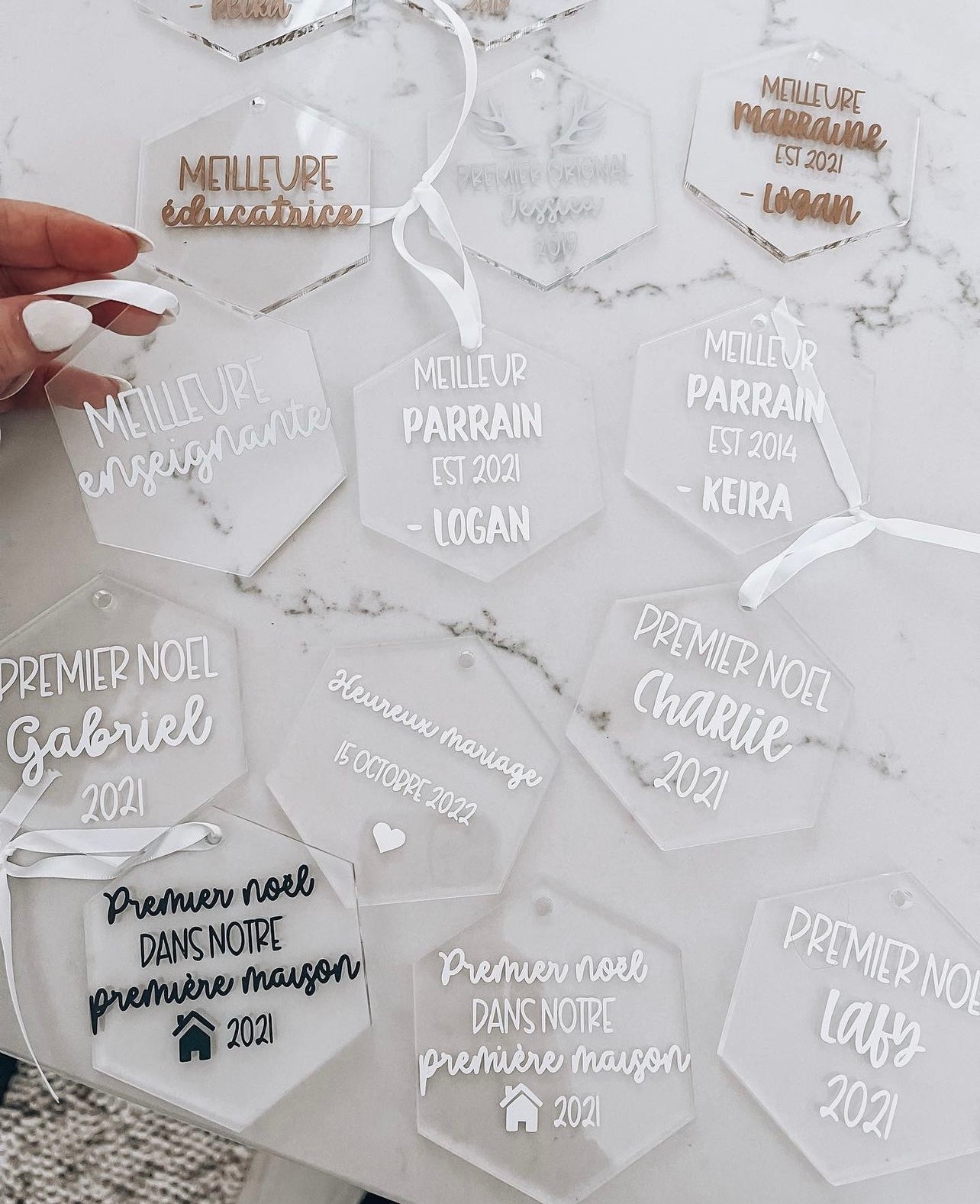 Christmas Ornament with Heart | Best Godmother, Mom, Educator, Teacher | Christmas Collection