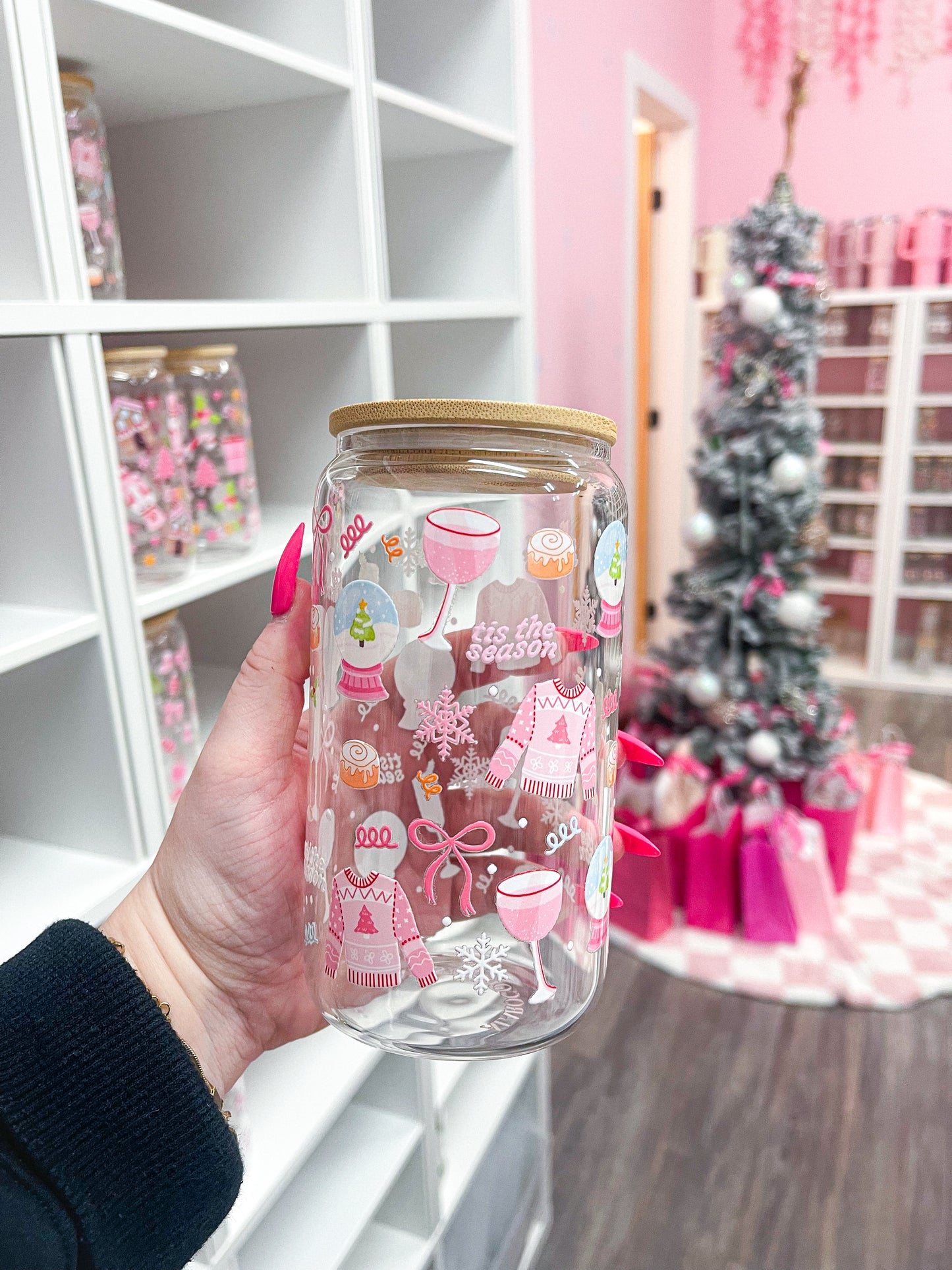 16 oz Glass | Christmas | "Tis the season"