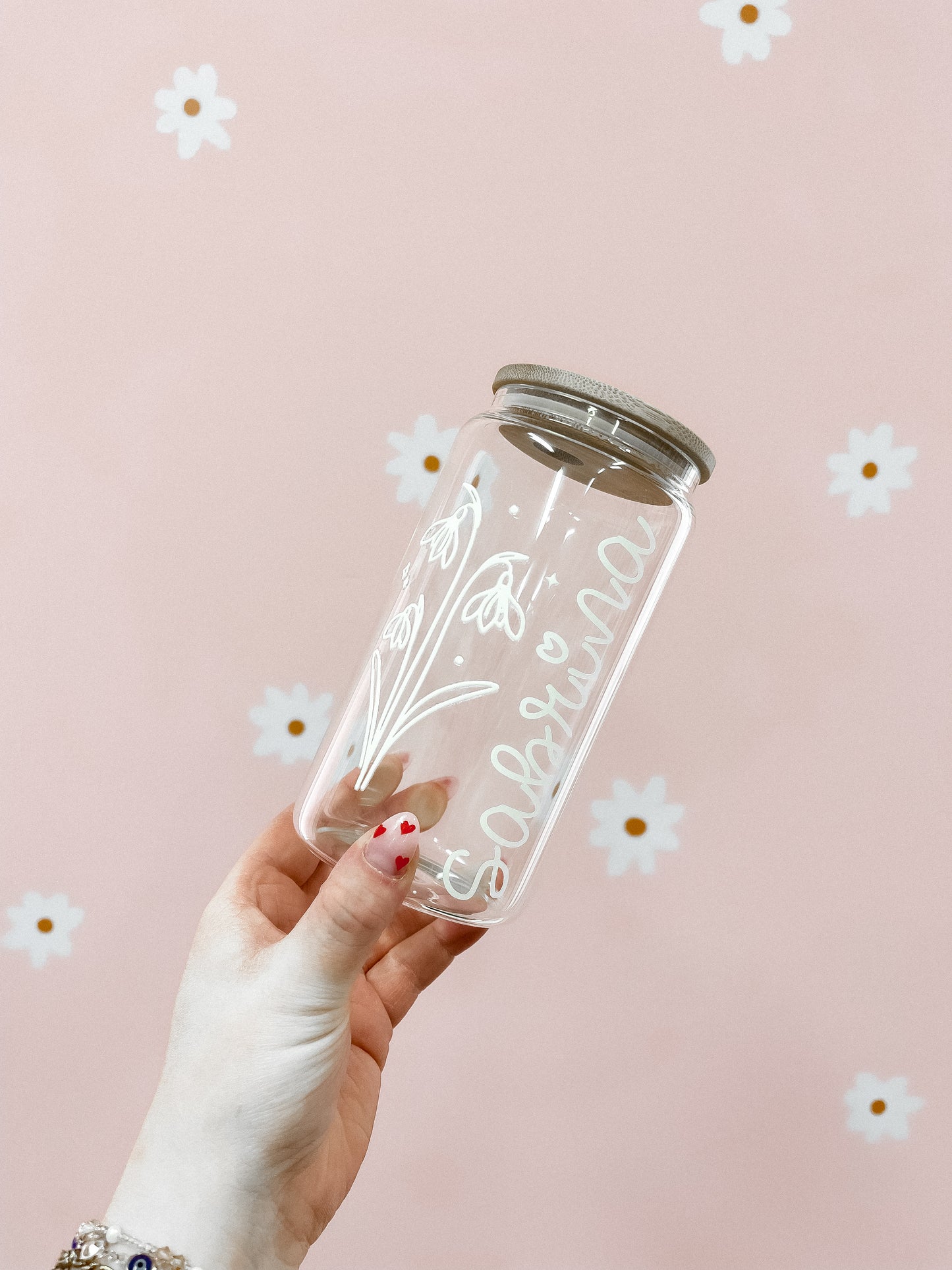 16 oz Glass | Birth Flowers | Personalization