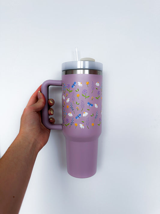 Tumbler 40 oz | Mauve | Champs de fleurs
